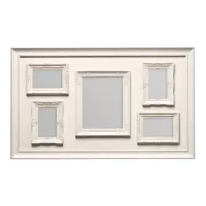 Image of Premier Housewares Multi Photo Frame, 5 Photo Cream Plastic Frame - 1 Rectangular 8x10, 4 Rectangular 4x6"