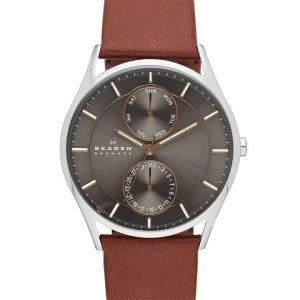 Image of Skagen Holst Tan Leather Watch - Silver