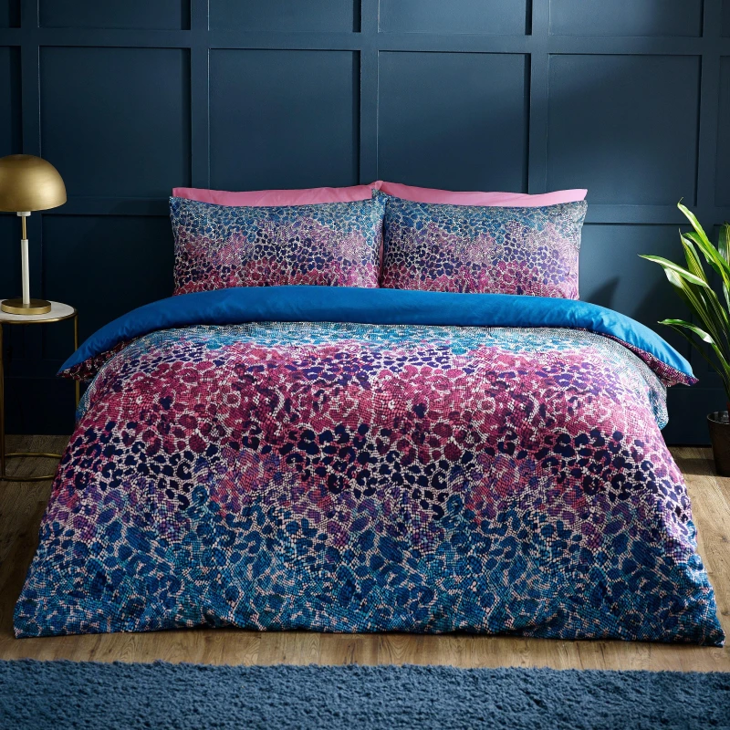 Image of Catherine Lansfield 'Satin Animal Print' Duvet Cover Set Teal