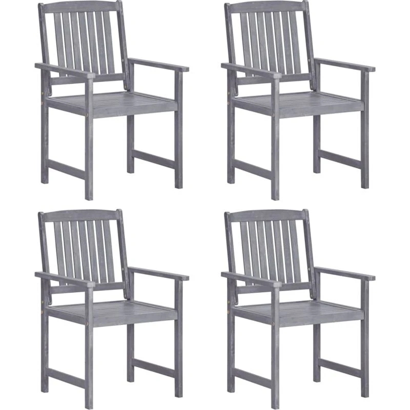 Image of MINKUROW Garden Chairs 4 pcs Solid Acacia Wood Grey vidaXL LFQ- 311875