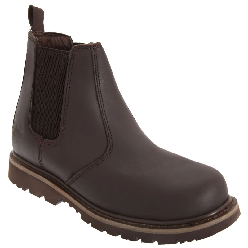 Image of Grafters Mens Safety Chelsea Boots in Brown Size: 3 Brown Male 3