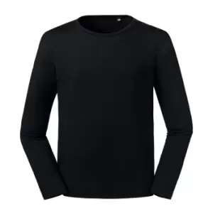 Image of Russell Mens Pure Organic Long Sleeve T-Shirt (M) (Black)