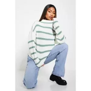 Image of I Saw It First Slouchy Stripe Jumper - Green