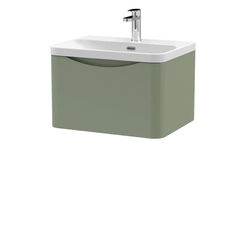 Image of Balterley Arch Wall Hung 1-Drawer Bathroom Vanity, Ceramic Basin, Green, 600mm in Green Green Unisex