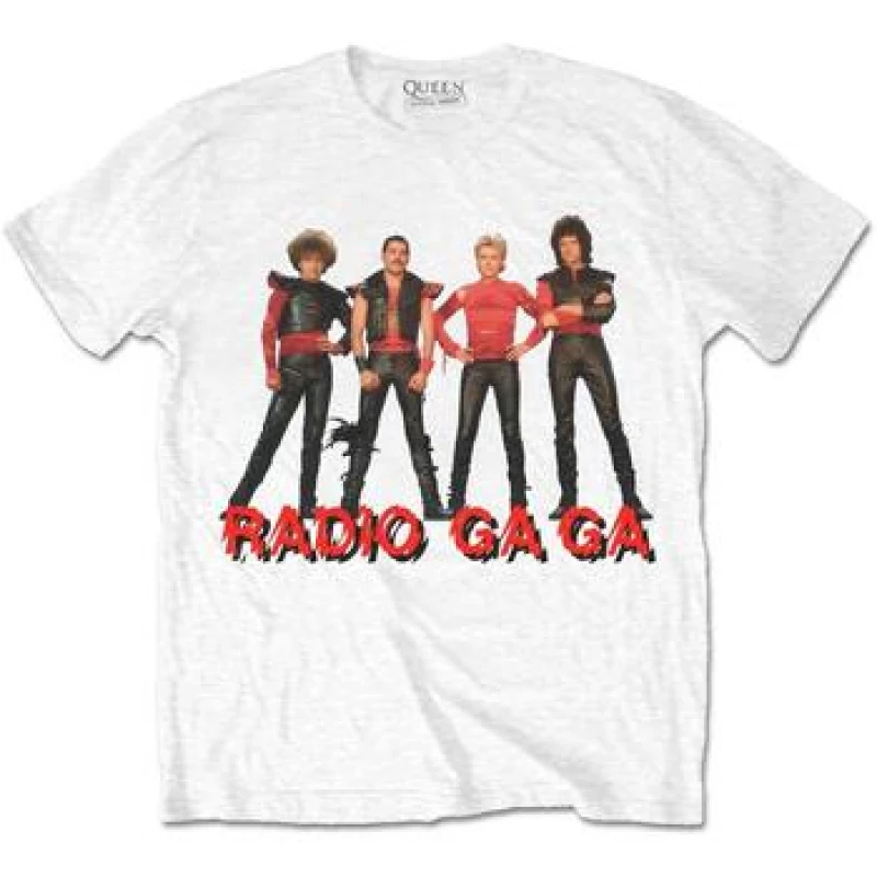 Image of Queen Queen Men Radio Ga Ga Cotton T-Shirt in White Size: X-Large White XL Male 5063300171998