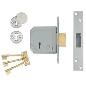 Image of Union 3G114E 5 Lever Mortice Deadlock C-Series 80mm 3" - Satin Chrome