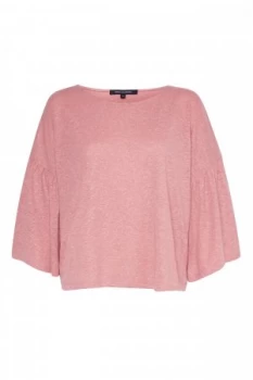 Image of French Connection Hetty Flare Sleeve T Shirt Pink