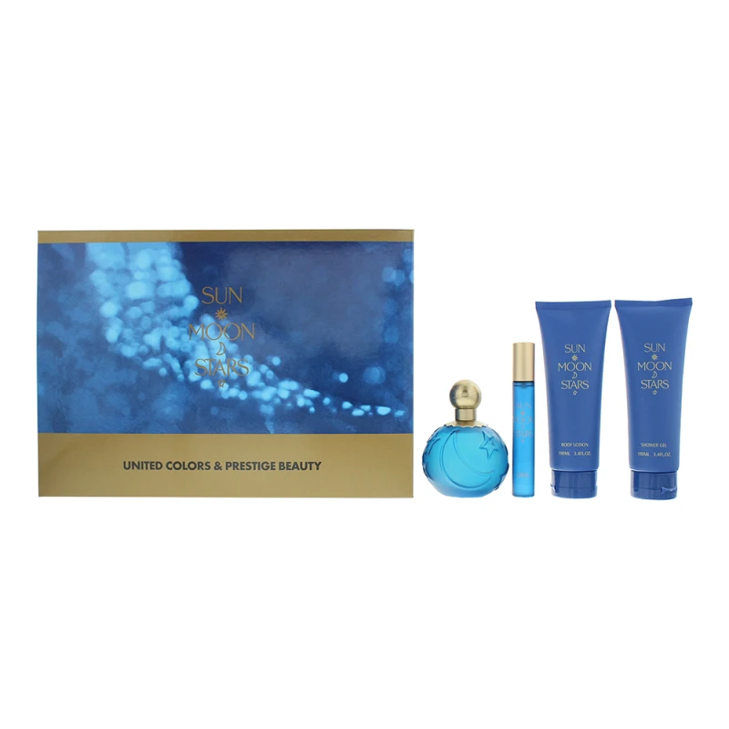 Image of Sun Moon Stars By United Colors Prestige Beauty 4Piece Gift Set: Eau de Toilette 100ml - Eau de Toilette 10ml - Body Lotion 100ml - Shower Gel 100ml