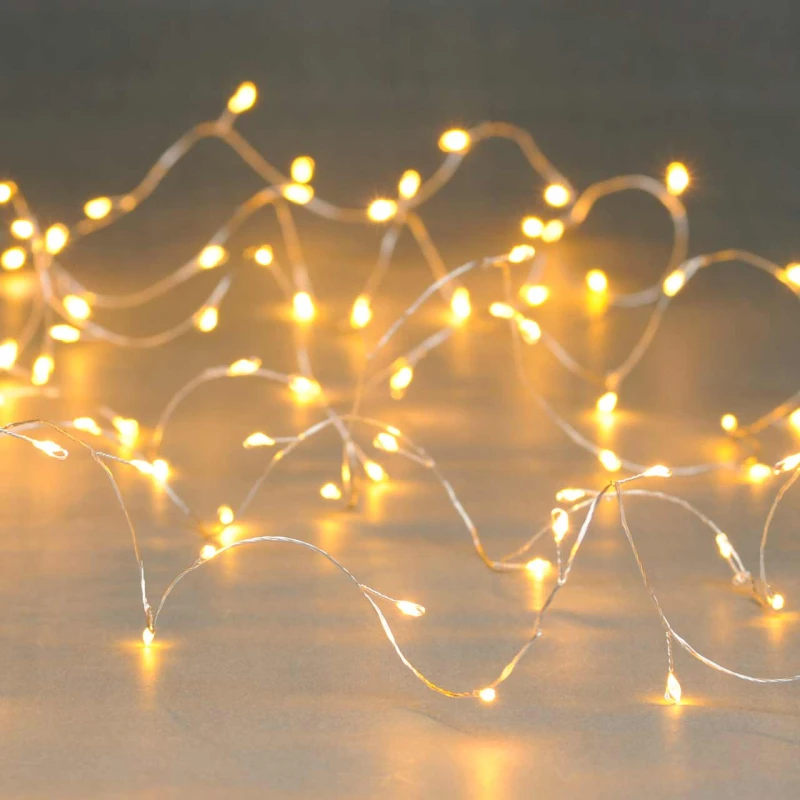Image of Festive 80 Battery Operated Dewdrop Cluster Christmas Lights, Warm White