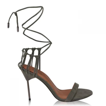 Image of Reiss Zhane Strap Heels - Green Suede