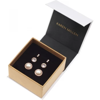 Image of Ladies Karen Millen Crystal & Pearl Studs Set