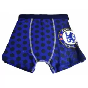 Image of Chelsea FC Official Childrens Boys Football Boxer Shorts (5-6 Years) (Blue)