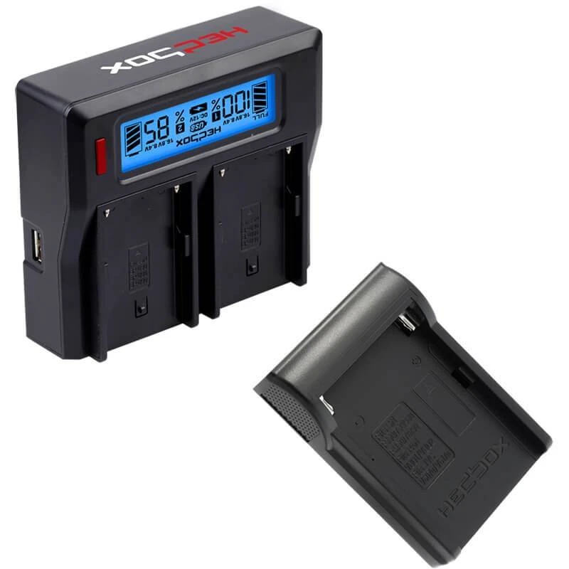 Image of Hedbox Dual Battery Charger with Battery Charger Plate - Canon: BP-970. BP-975 RP-DC50/DBP975