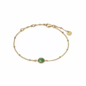 Image of Daisy London Jewellery 18ct Gold Plated Sterling Silver Green Aventurine Healing Stone Bobble Bracelet 18Ct Gold Plate
