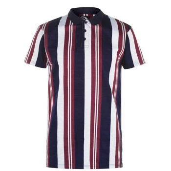 Image of Fabric Polo Shirt - Navy/Burg