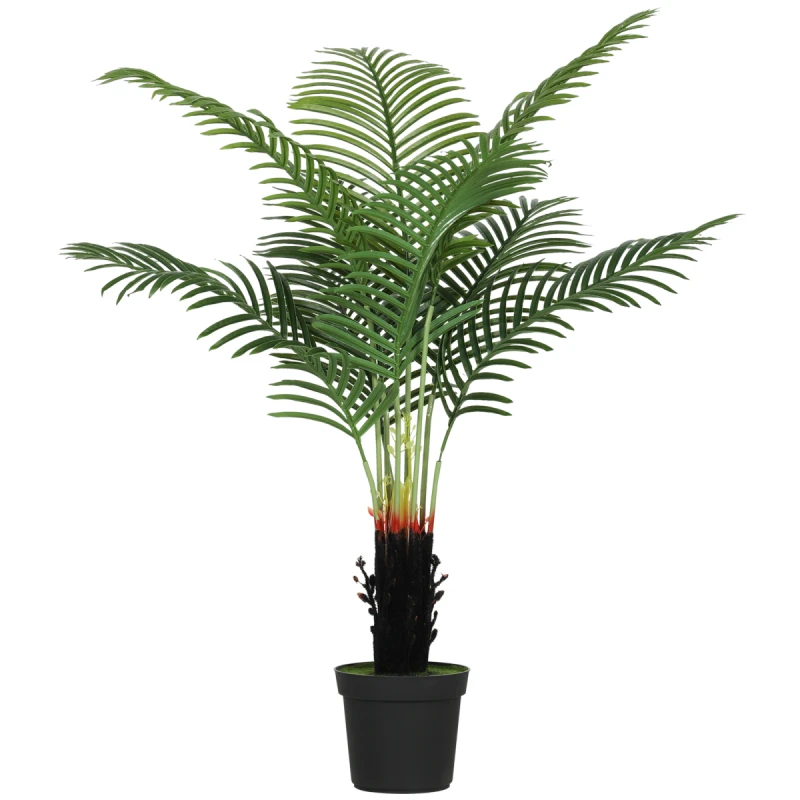 Image of HOMCOM HOMCOM Artificial Palm Tree with Plastic Pot and Flocked Soil for Home Office Decor in Green Green One Size Unisex 5063603251212