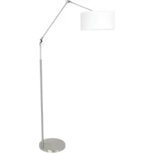 Image of Sienna Prestige Chic Floor Lamp with Shade Steel Brushed, Chintz White