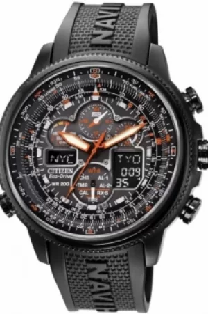 Image of Mens Citizen Navihawk Alarm Chronograph Radio Controlled Eco-Drive Watch JY8035-04E