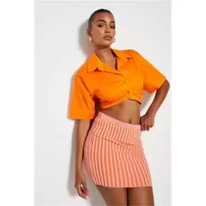 Image of I Saw It First Bright Orange Short Sleeve Extreme Crop Shirt - Orange