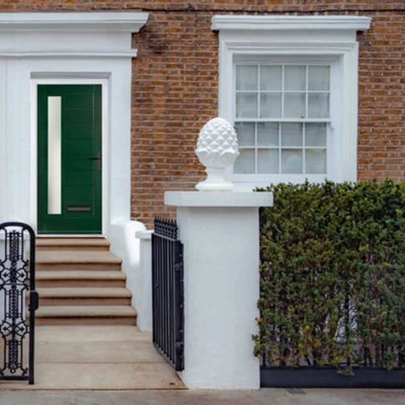 Image of Lacerta Composite Door Monza Left Green 890mm X 2090mm Open In Left Hand Obs Glass 10 Year Guarantee - Free Delivery & Smart Lock