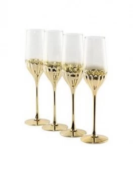 Image of Waterside Set Of 4 Gold Art Deco Flute Glasses