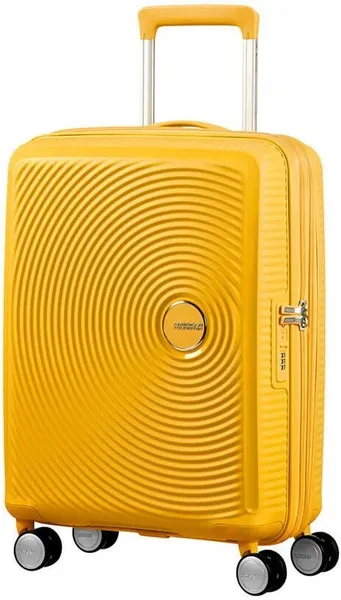 Image of American Tourister SoundBox VZDVT Spinner Cabin Hardshell Golden Yellow Suitcase