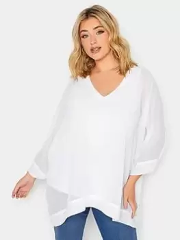 Image of Yours Rib Cape Top - White, Size 30-32, Women