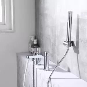 Image of VURTU Datchworth Bath Shower Mixer, 1/4 Turn, Dual Lever Ceramic Disc, High/ Low Water Pressure, 240(H) x 220(W), Chrome, 628544