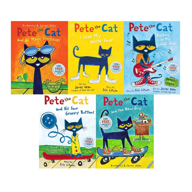 Image of Pete the Cat 5 Book Set Featuring I Love My White Shoes and Rocking in My School Shoes Eric Litwin Books