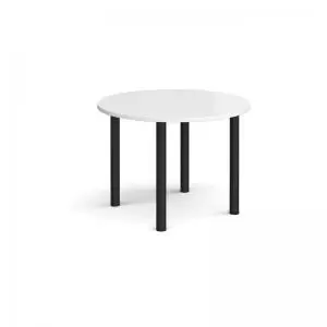 Image of Circular Black radial leg meeting table 1000mm - white