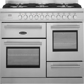 Image of Britannia Q Line RC-10XGG-QL-S 100cm Dual Fuel Range Cooker - Stainless Steel - A/A Rated