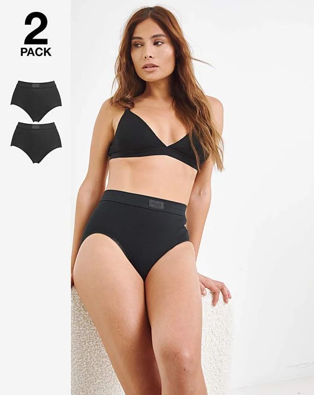 Image of Sloggi Pack of 2 Double Comfort Maxi Knickers Black Women 12;24;22;20;18;16;14
