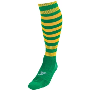 Image of Precision Hooped Pro Football Socks Green/Gold - UK Size J12-2