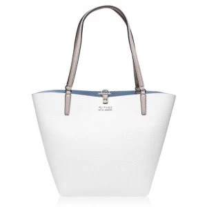 Image of Guess Guess Alby Large Reversible Tote Bag - WHITE/SKY WHS
