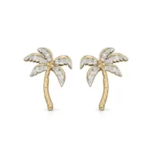 Image of JG Signature 9ct Gold Diamond Palm Tree Stud Earrings