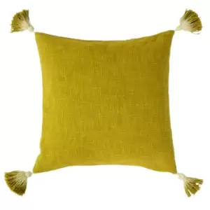 Image of Eden Slub Cotton Cushion Moss, Moss / 45 x 45cm / Polyester Filled