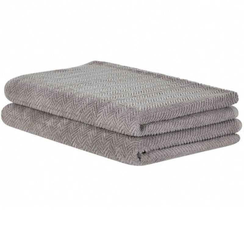 Image of Beliani Set Of 2 Towels Mitiaro Terry Cotton Grey