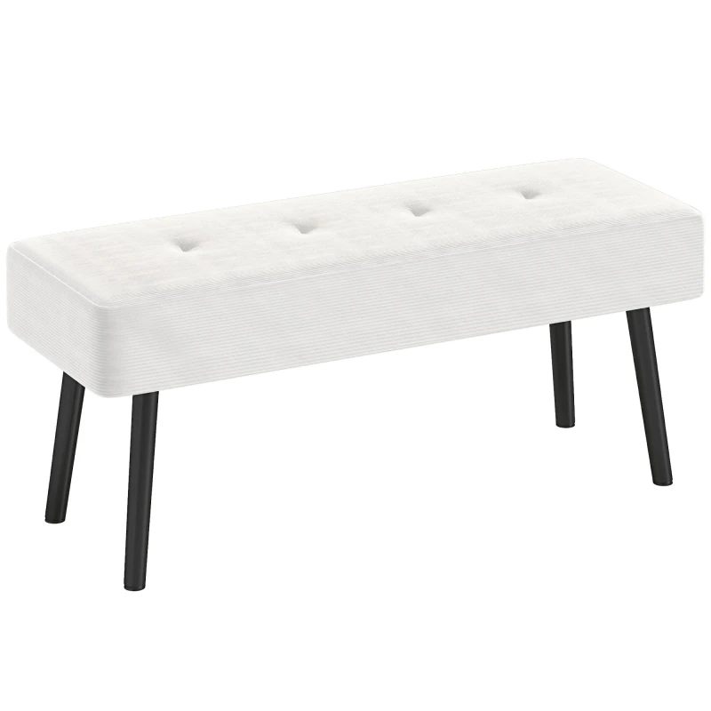 Image of HOMCOM End of Bed Bench with Thick Padding and Steel Legs for Entryway - Cream TJ Hughes Grey 5063603543072