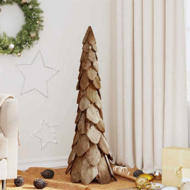Image of Vidaxl Christmas Tree With Stand Brown 110 Cm Solid Teak Wood