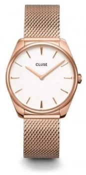 Image of CLUSE FA roce Rose Gold Steel Mesh Bracelet White Dial Watch