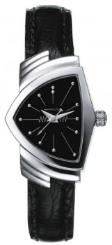 Image of Hamilton Womens Ventura Stainless Steel And Black Leather Watch