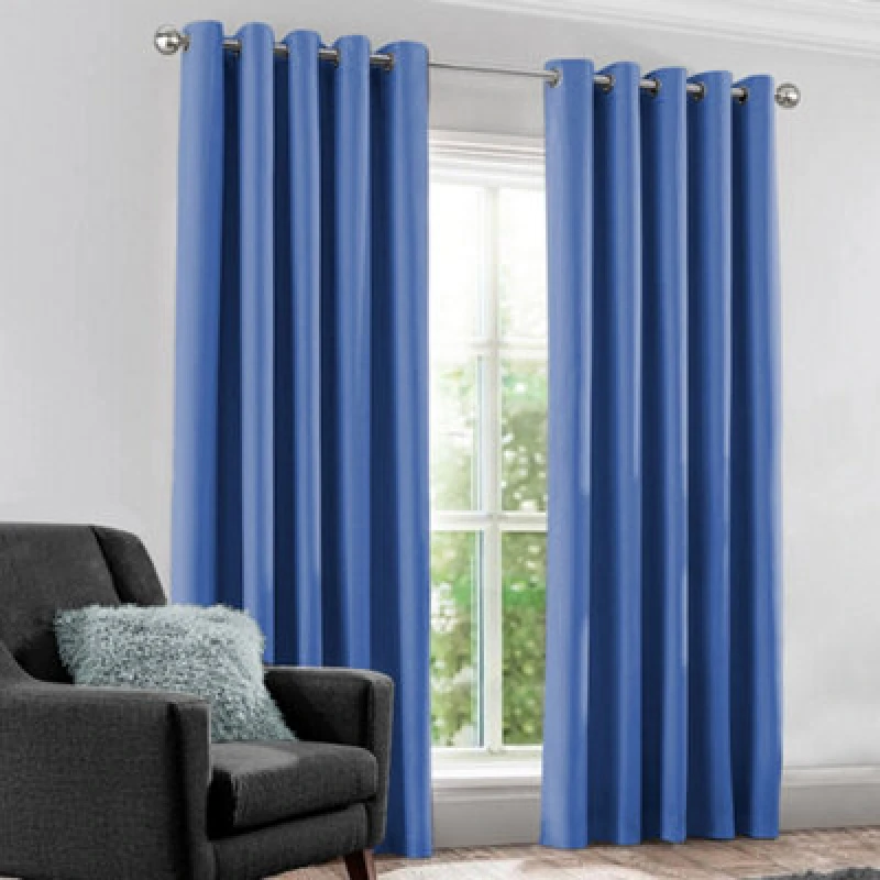 Image of Velosso Modern Blackout Curtains Thermal Ring Top - High-Quality in Blue Size: 229cm width x 175cm drop Blue Unisex 229cm width x 175cm drop