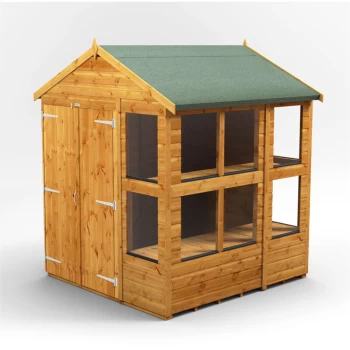 Image of Power Sheds - 6x6 Power Apex Potting Shed Double Doors - Brown