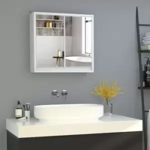 Image of Wall Mounted Bathroom Mirror Cabinet with Storage Shelf White