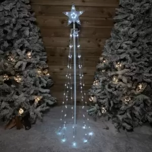 Image of 150cm (5ft) White Metal Maypole Tree with 106 Rainbow LED Wire Lights and Remote