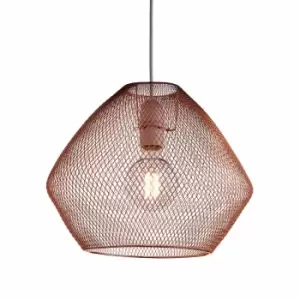 Image of Nielsen Arno Retro Style Copper Metal Mesh Basket Style Ceiling Pendant Easy Fit Light 36 Cm
