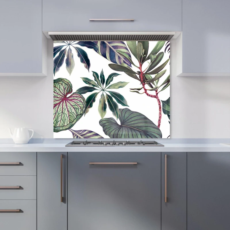 Image of Warren Reed - Designer Watercolor Tropical Leaf Kitchen Splashback in Green Size: 900mm x 750mm Green Unisex 900mm x 750mm
