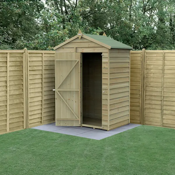Image of 5' x 3' Forest 4Life 25yr Guarantee Overlap Pressure Treated Windowless Apex Wooden Shed (1.64m x 1m)