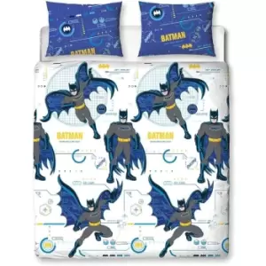 Image of Reversible Tech Duvet Cover Set (Double) (White/Deep Blue) - Batman