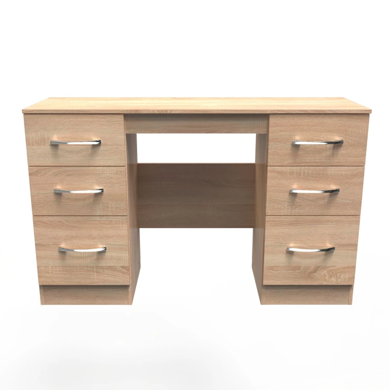 Image of Ready Assembled 2 U Hampshire 6 Drawer Kneehole Desk (Ready Assembled) in Light Oak Light Oak Unisex